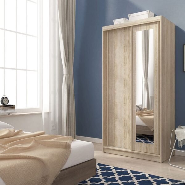 Alaskan Wardrobe 150cm Oak Sliding 2 door - Image 3