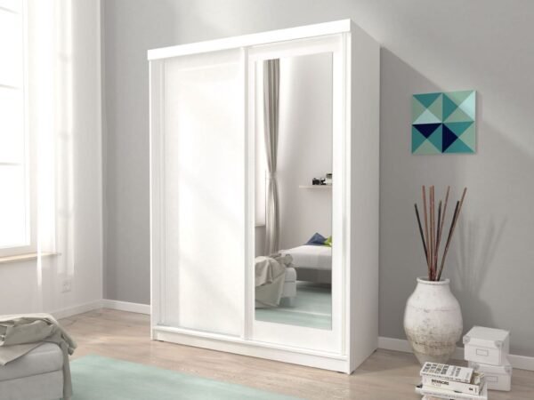 Alaskan Wardrobe 150cm White Sliding 2 Door - Image 3