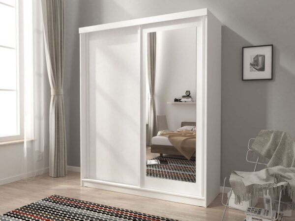 Alaskan Wardrobe 200cm White Sliding 2 Door - Image 3