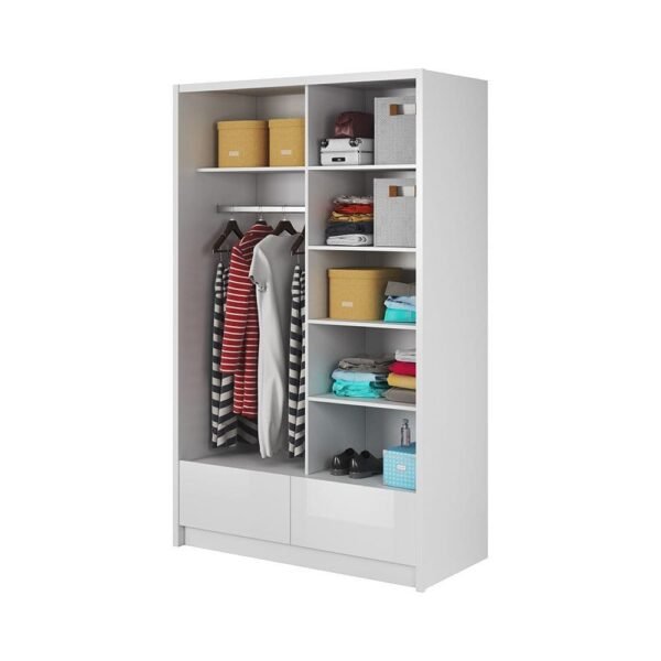 Arya I White Gloss 154cm 2 Door Sliding Wardrobe White - Image 2