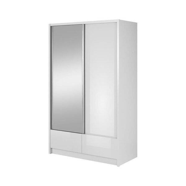 Arya I White Gloss 154cm 2 Door Sliding Wardrobe White - Image 3
