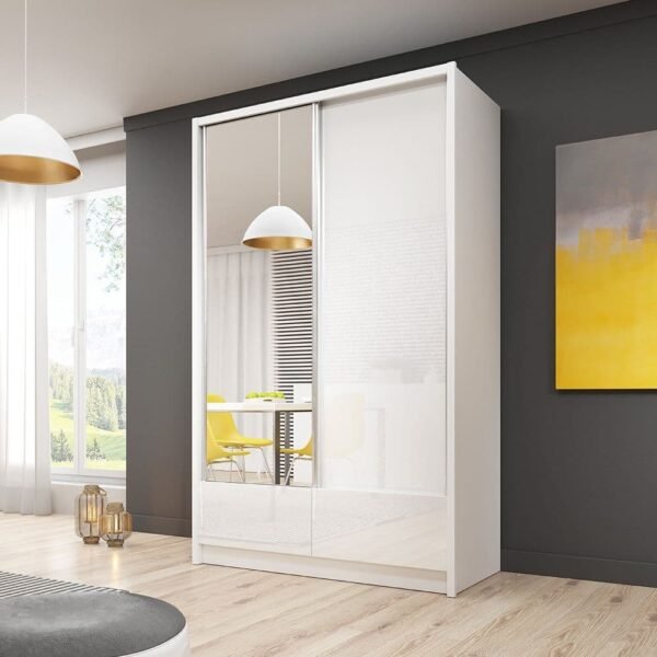 Arya I White Gloss 154cm 2 Door Sliding Wardrobe White