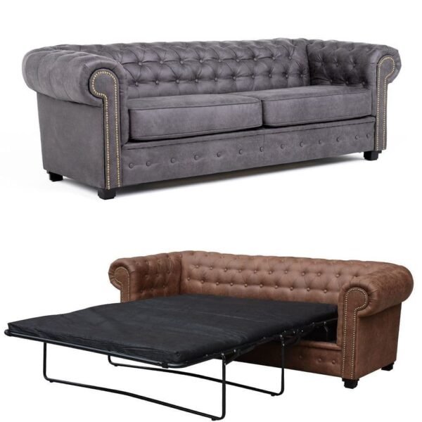 Astrid 3 Seater Chesterfield Grey Sofa Bed