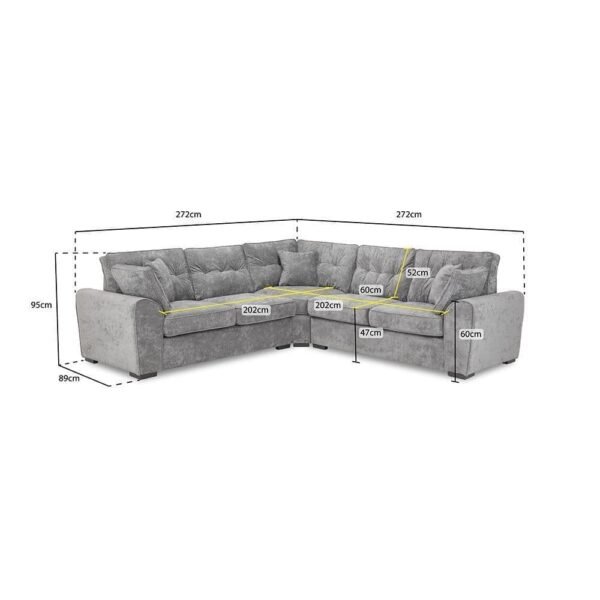 Bracewell Corner Grey Sofa Couch - Image 2