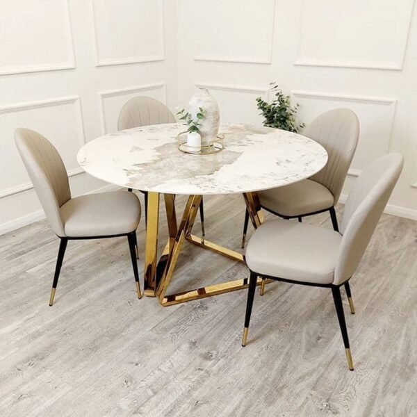 Caesar Gold 1.3 Round Dining Table with Sintered Stone Top