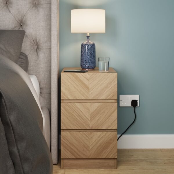 Catania 3 Drawer Bedside Table Euro Oak X2
