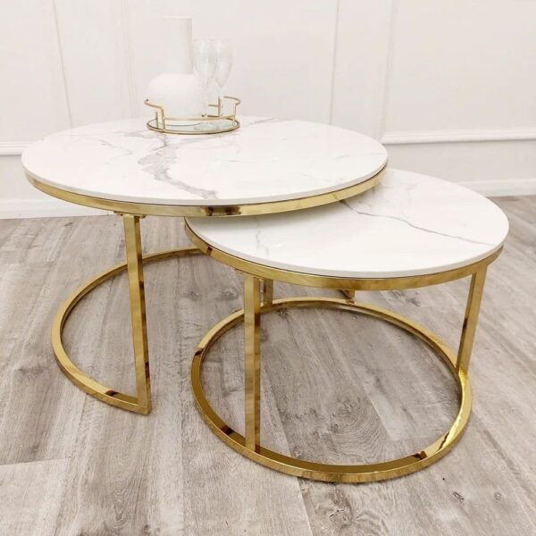 Dory Nest of 2 Round Coffee Gold Tables