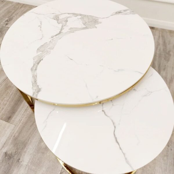 Dory Nest of 2 Round Coffee Gold Tables - Image 2