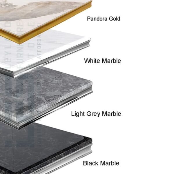 Elodie Gold White Marble Dining Table With Chairs - Image 3