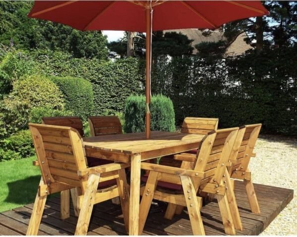 English-Made 6 Seater Solid Wood Outdoor Rectangular Dining Table