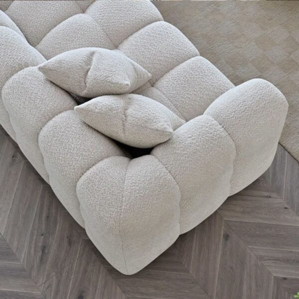 Erisken Corner Sofa Cream Boucle Fabric - Image 2