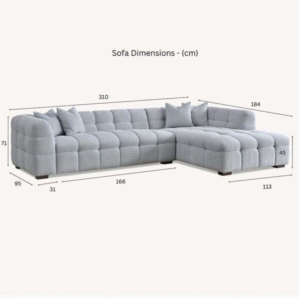 Erisken Corner Sofa Cream Boucle Fabric - Image 3