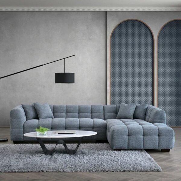 Erisken Corner Sofa Grey Boucle Fabric