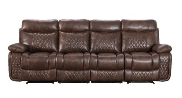 Euphoria Modular Faux Leather Recliner Brown Tan Sofa - Image 2