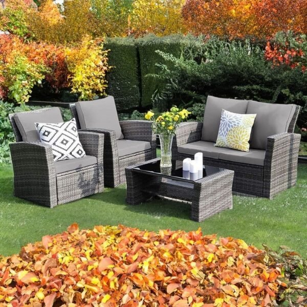 Haile Rattan 4 Seater Dining Set