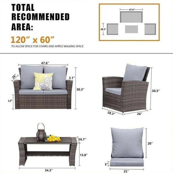 Haile Rattan 4 Seater Dining Set - Image 2