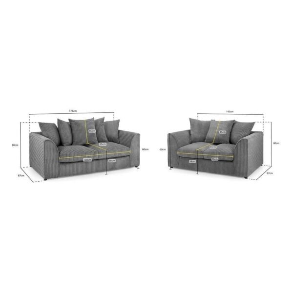 Harvey 3+2 Jumbo Grey Sofa Couch - Image 2