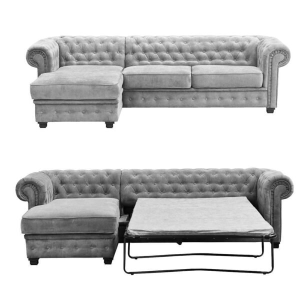 Impetus Corner Chesterfield Grey Sofa Bed