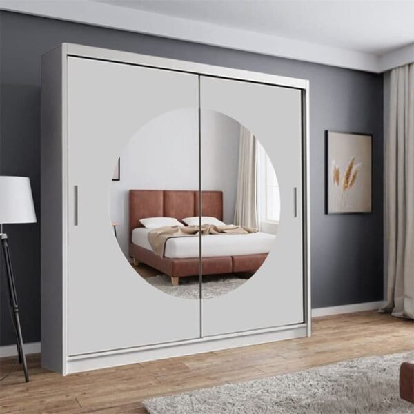 Jeneva Modern Double Door Sliding & Mirror Door Wardrobe 203cm