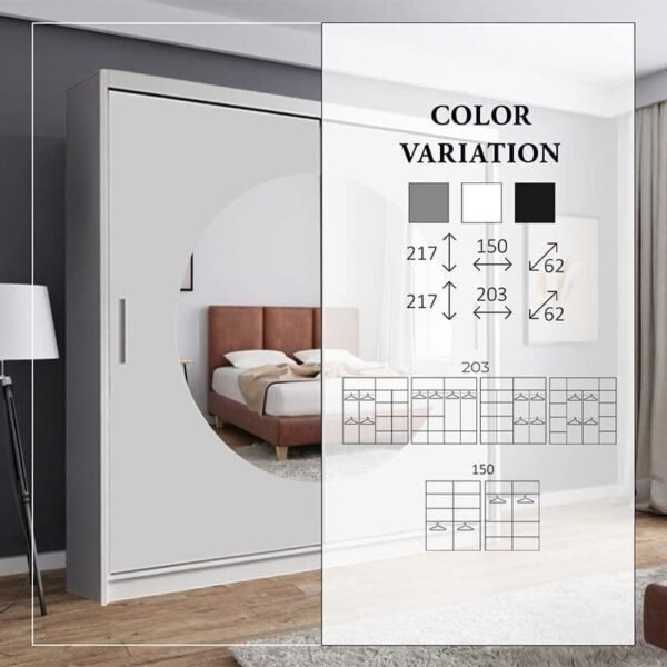 Jeneva Modern Double Door Sliding & Mirror Door Wardrobe 203cm - Image 3