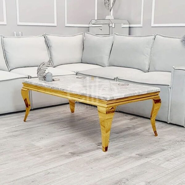 June Rectangle Gold Leg Coffee Table