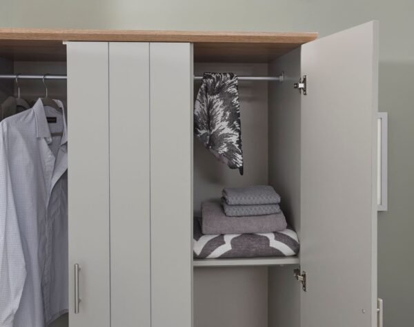 Kendal 3 Door 3 Drawer Wardrobe Grey - Image 2