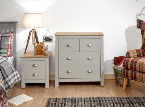 Lancaster 2+2 Drawer Chest Grey - Image 3