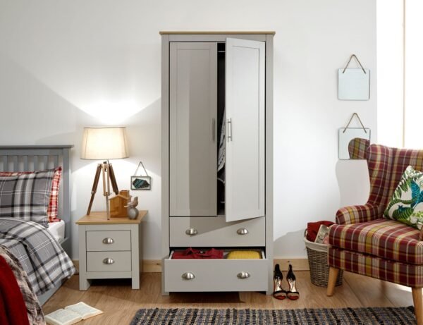 Lancaster 2 Door 2 Drawer Wardrobe Grey - Image 2