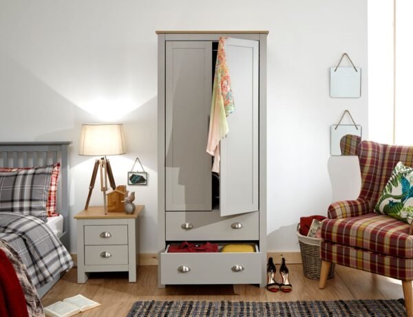 Lancaster 2 Door 2 Drawer Wardrobe Grey - Image 3