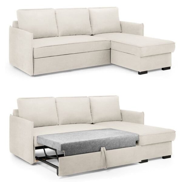Mielle Cream Corner Sofa Bed