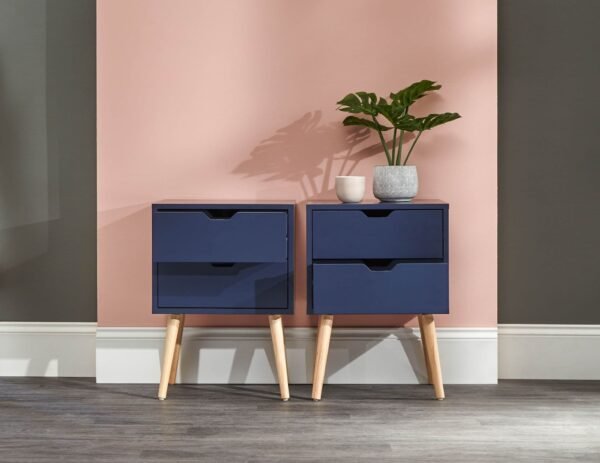 Nyborg Pair Of 2 Drawer Bedsides Nightshadow Blue - Image 2