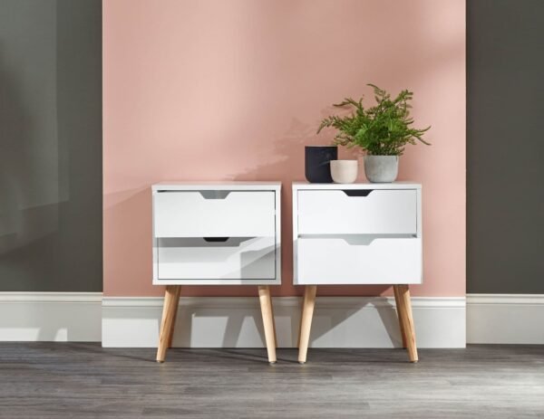 Nyborg Pair Of 2 Drawer Bedsides White - Image 2