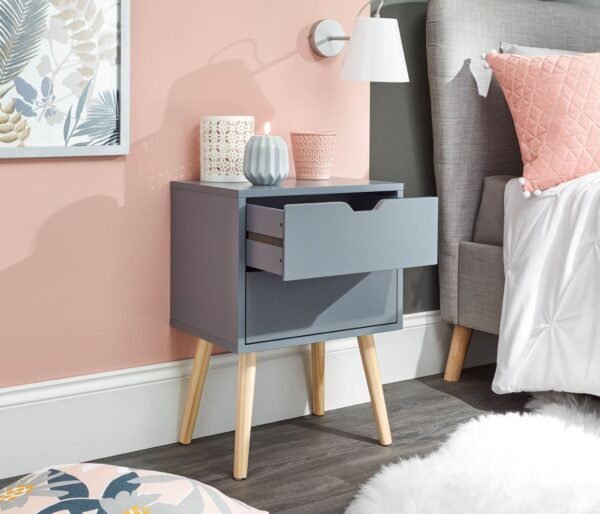 Nyborg Single 2 Drawer Bedside Dark Grey - Image 2