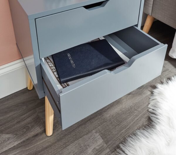 Nyborg Single 2 Drawer Bedside Dark Grey - Image 3