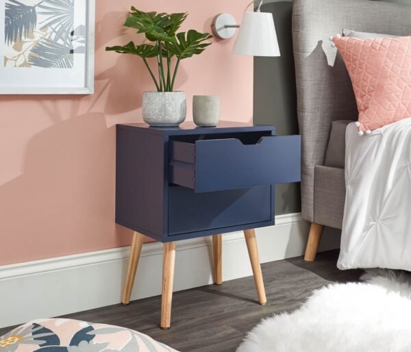 Nyborg Single 2 Drawer Bedside Nightshadow Blue - Image 2