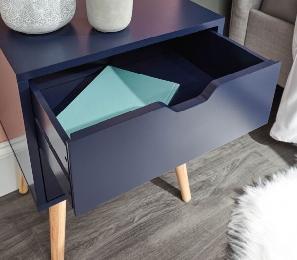 Nyborg Single 2 Drawer Bedside Nightshadow Blue - Image 3