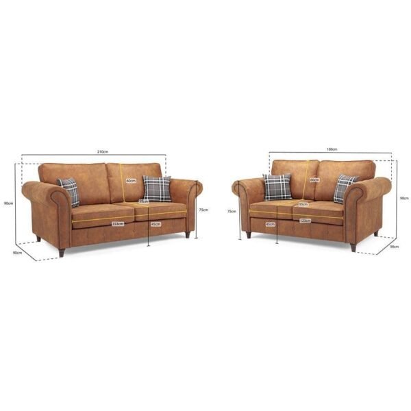 Oscar Tan 3+2 Sofa Couch - Image 3