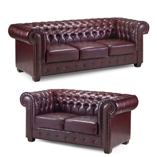 Oxblood Red 3+2 Chesterfield Sofa