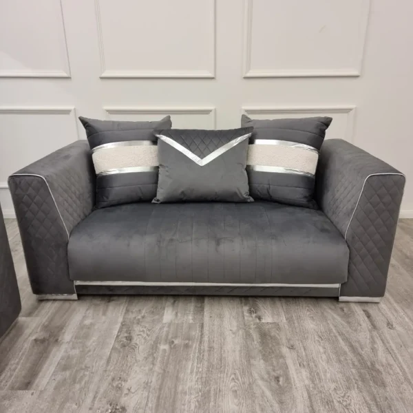 Reine 3+2 Seater Sofa Set Grey & Chrome - Image 7