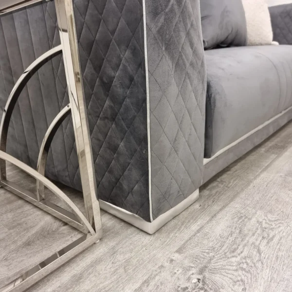 Reine 3+2 Seater Sofa Set Grey & Chrome - Image 6