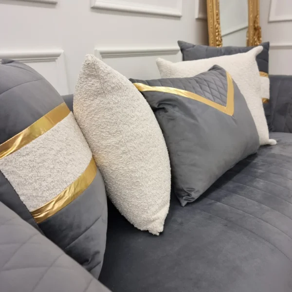 Reine 3+2 Seater Sofa Set Grey & Gold - Image 6