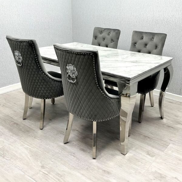 Rex Grey & Silver Dining Table and Chairs