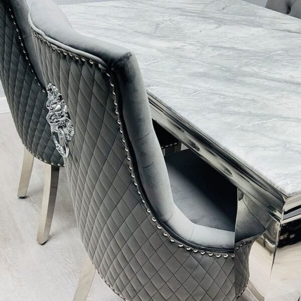 Rex Grey & Silver Dining Table and Chairs - Image 2