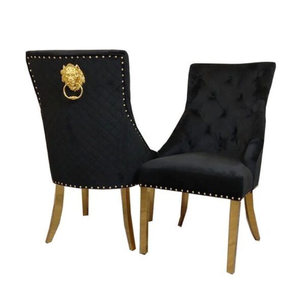 Set of 2 Berlin Black Gold Dining Chair