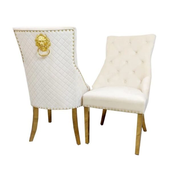 Set of 2 Berlin Cream Gold Dining Chair