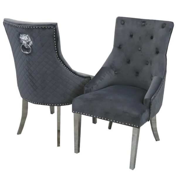 Set of 2 Berlin Dark Grey Chrome Dining Chair