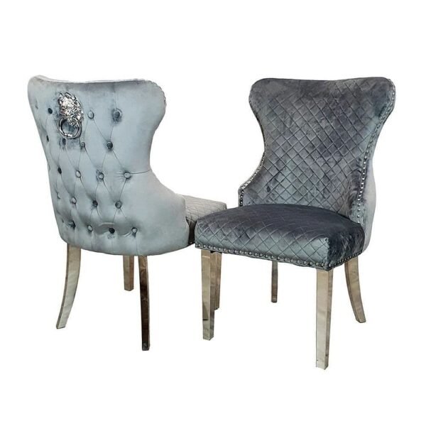 Set of 2 Jesse Grey Shimmer Chrome Dining Chair