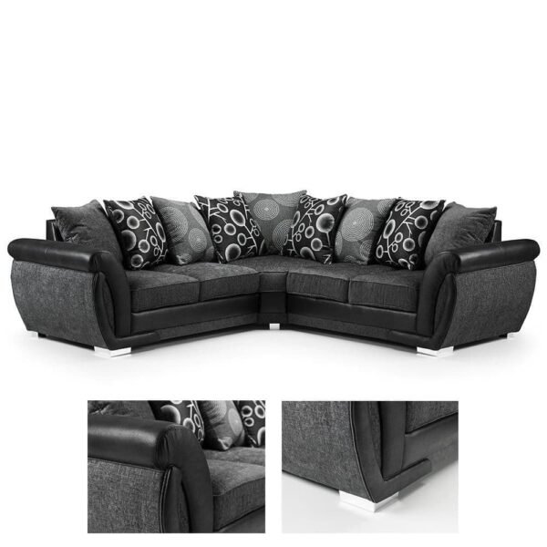 Shangai Large Black Grey Corner Sofa Couch