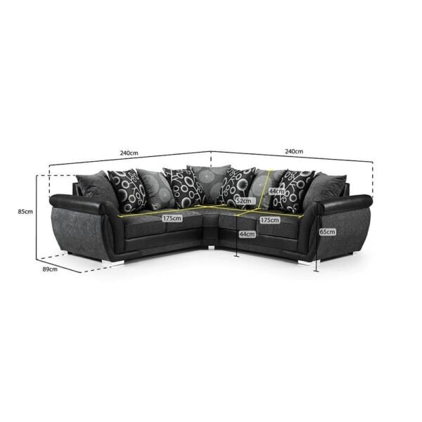 Shangai Large Black Grey Corner Sofa Couch - Image 2
