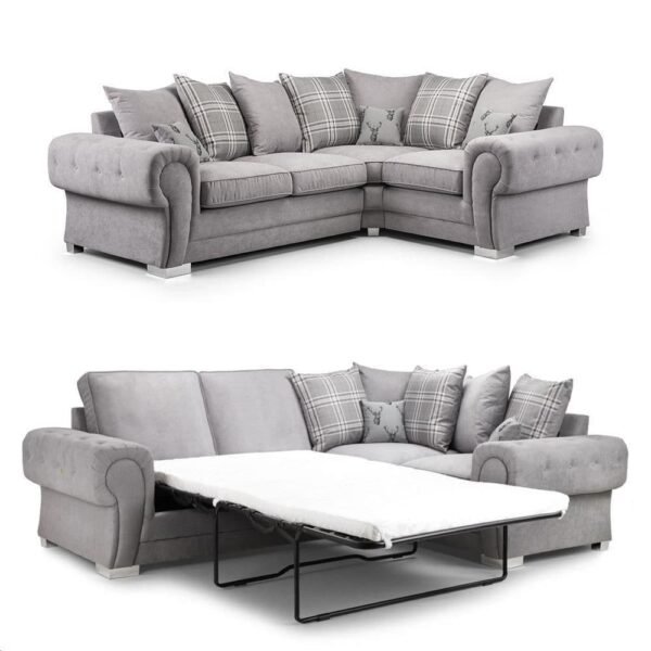 Sharon Scatterback 2C1 Grey Right Hand Facing Corner Sofa Bed